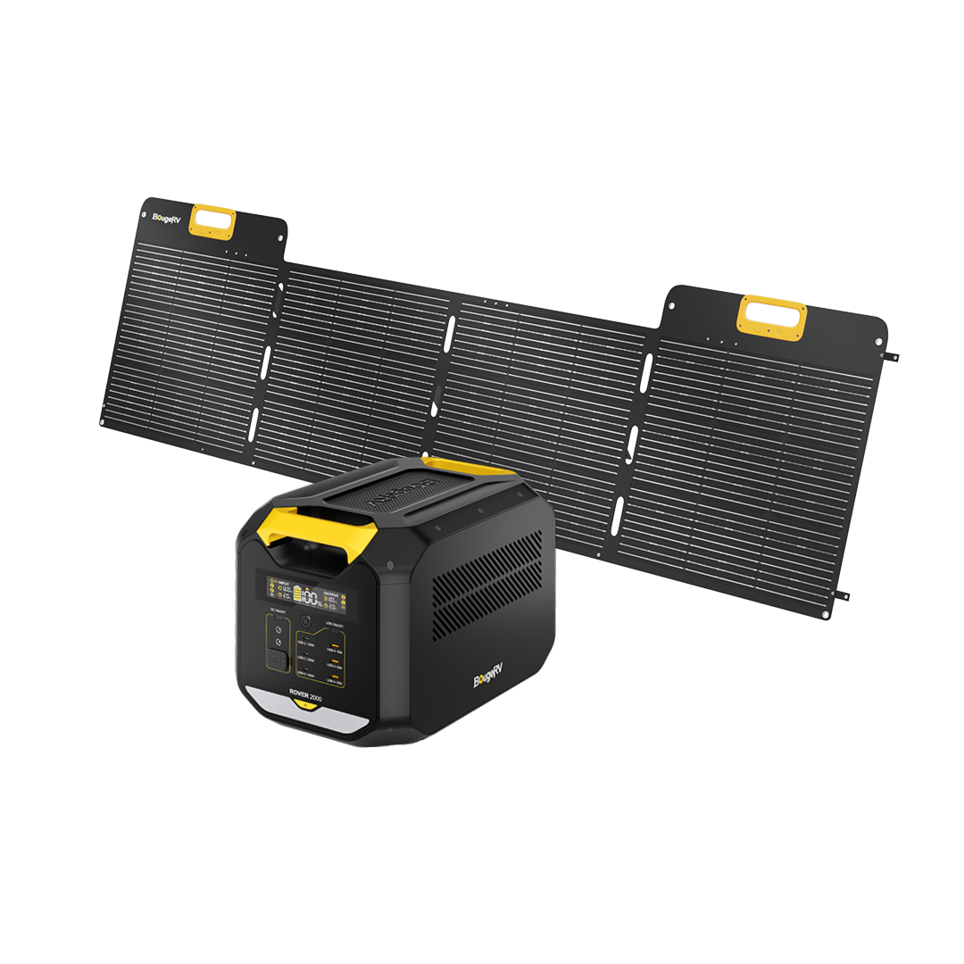 BougeRV ROVER2000 Semi-solid Power Station with 200W Portable Solar Panel