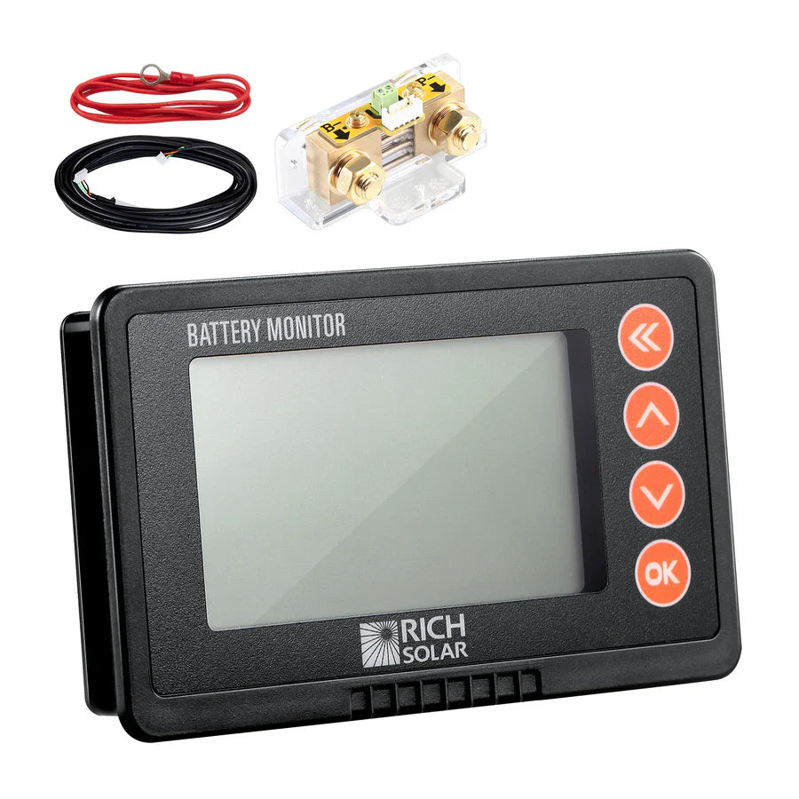 RICH SOLAR 500 Amp Battery Monitor with Shunt 8~120V 500A