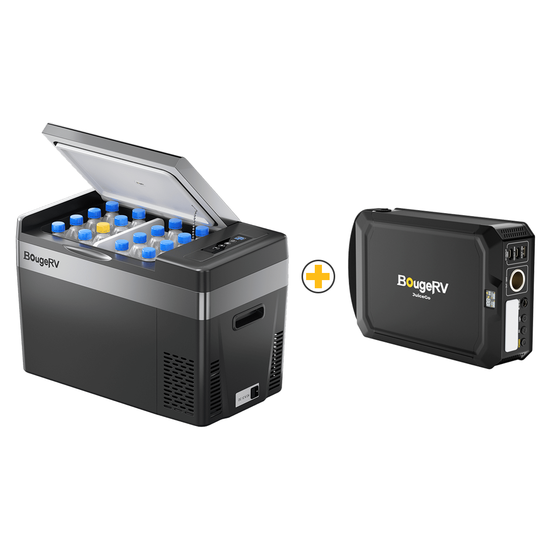 BougeRV 12V Portable Fridge With JuiceGo 240Wh Power Station