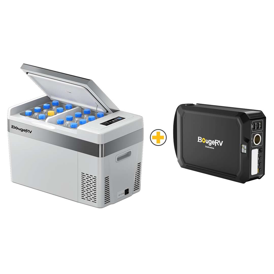 BougeRV 12V Portable Fridge With JuiceGo 240Wh Power Station