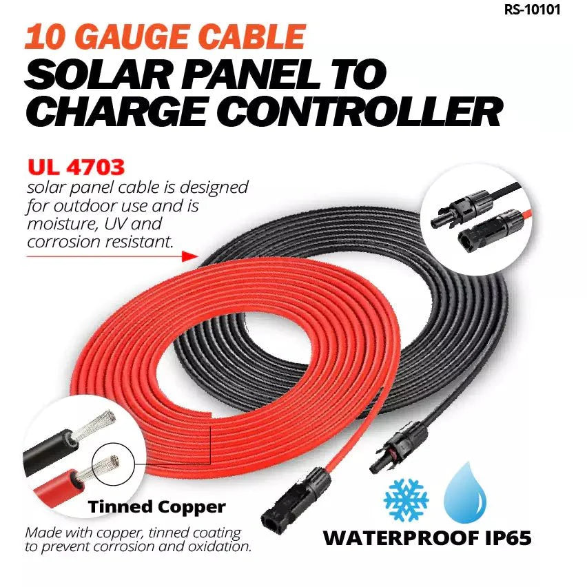 Rich Solar 10 Gauge 30 Feet Cable Connect Solar Panel to Charge Controller