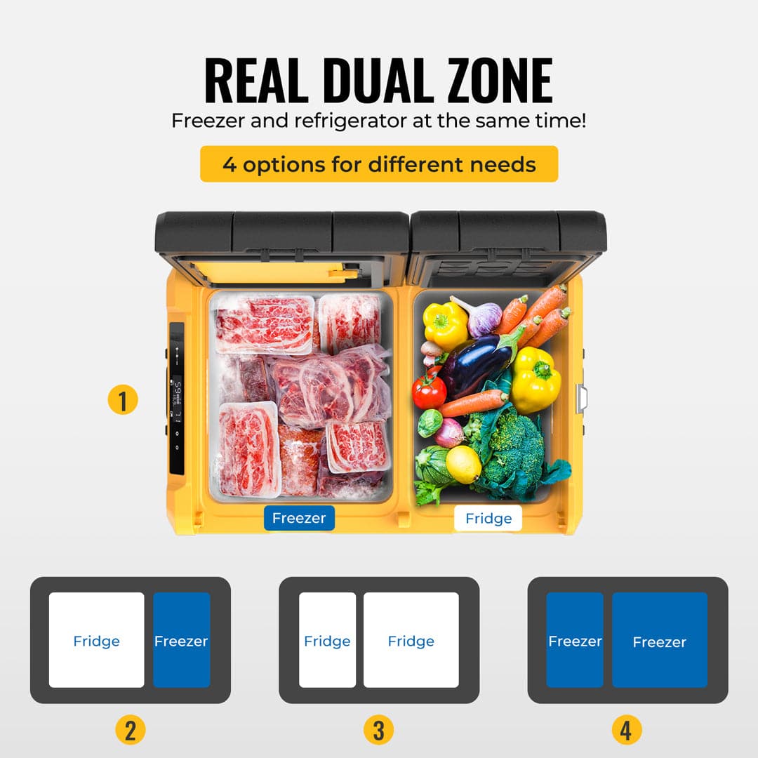 BougeRV ED45 48 Quart 12 Volt Dual Zone Car Fridge Freezer