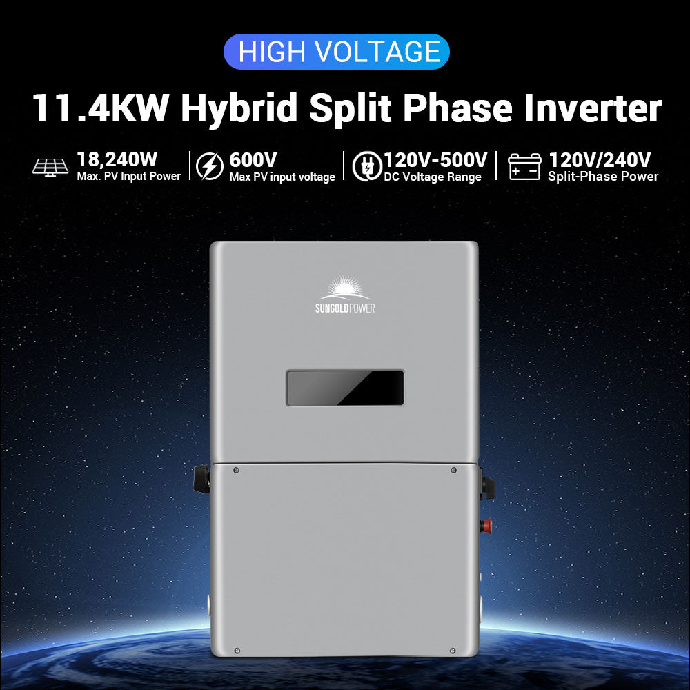 SunGold Power High Voltage 11.4kW Hybrid Split Phase Inverter APS Transmitter SG11.4KHB-HV