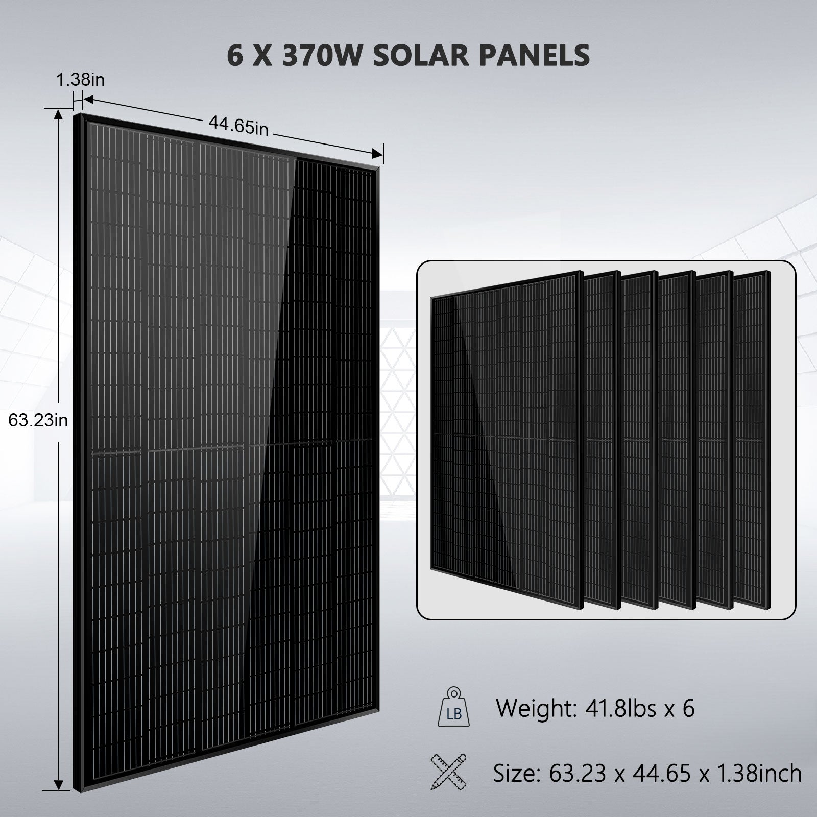 SunGold Power Off-Grid Solar Kit 6000W 24VDC 120V/240V LiFePO4 10.24KWH Lithium Battery 6 X 370 Watt Solar Panels