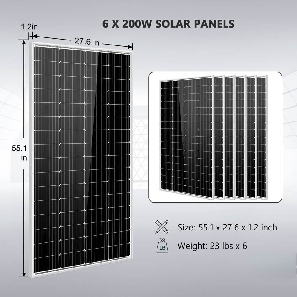 SunGold Power Off-Grid Solar Kit 5000W 48VDC 120V 5.12KWH PowerWall Battery 6 X 200 Watts Solar Panels