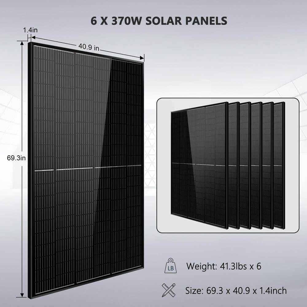 SunGold Power Off-Grid Solar Kit 6000W 48VDC 120V/240V LifePO4 10.24KWH Lithium Battery 6 X 370 Watt Solar Panels