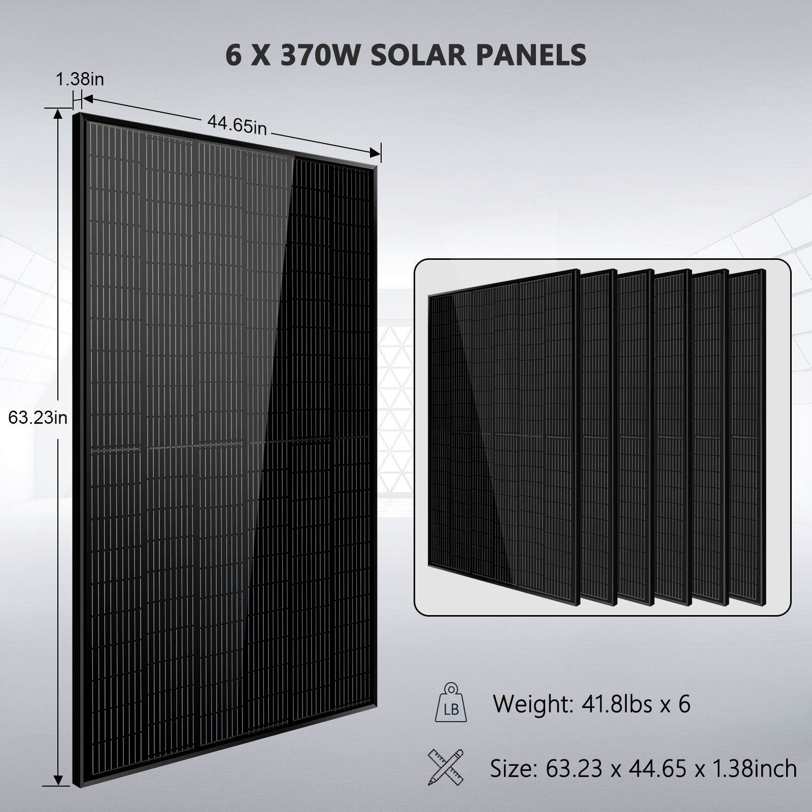 SunGold Power Off-Grid Solar Kit 5000W 48VDC 120V 10.24KWH PowerWall Lithium Battery 6 X 370 Watts Solar Panels