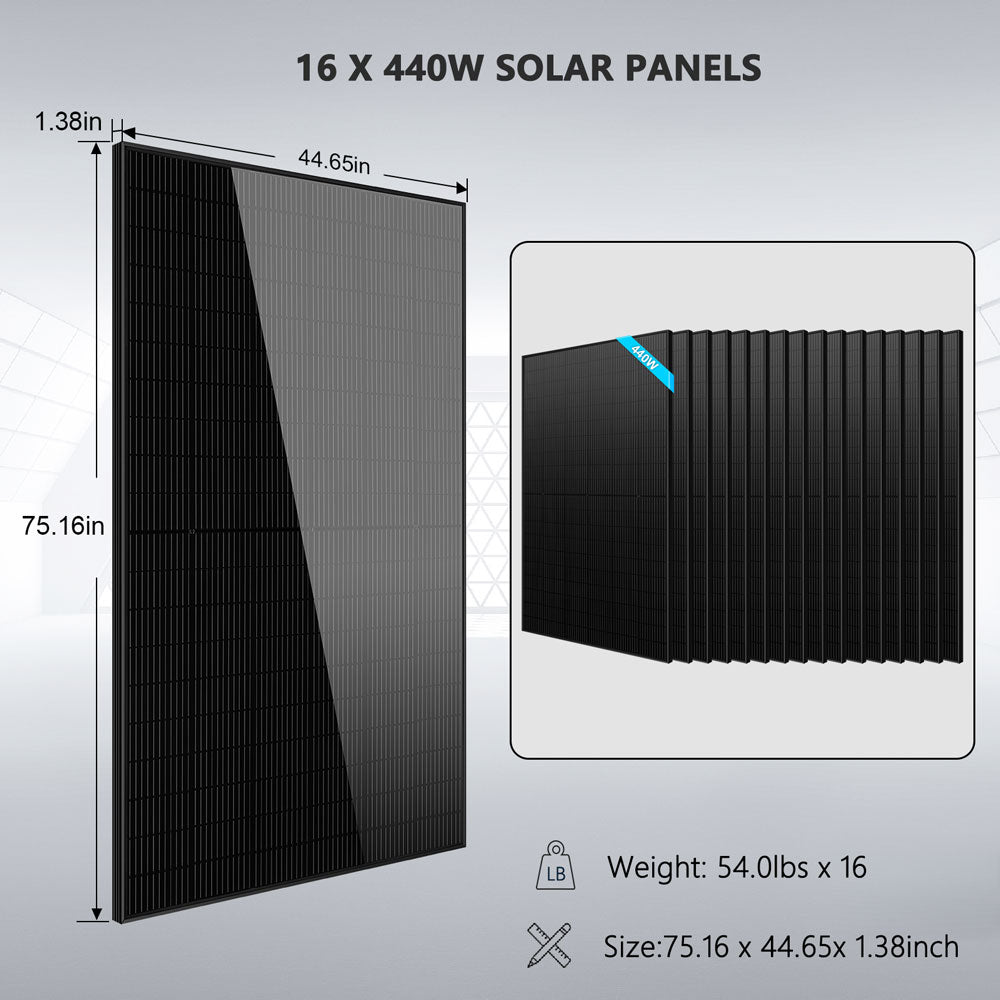 SunGold Power Hybrid Solar Kit 11.4kW 48V Split Phase 20.48 kWh Lithium Battery 16 x 440 Watt Solar Panels SGH-11N2E