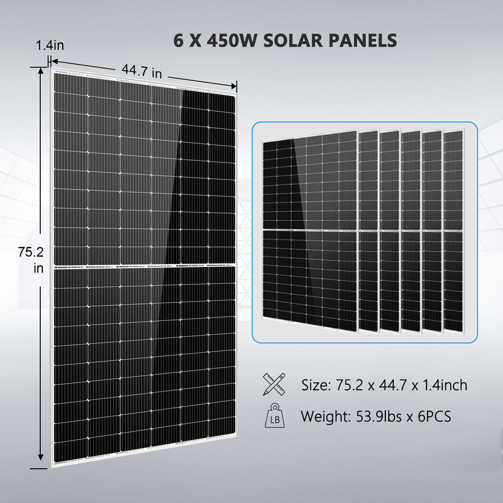 SunGold Power Complete Off-Grid Solar Kit 6,500W 48V 120V/240V Output 10.24kWh Lithium Battery 2,700 Watt Solar Panel SGK-65PRO