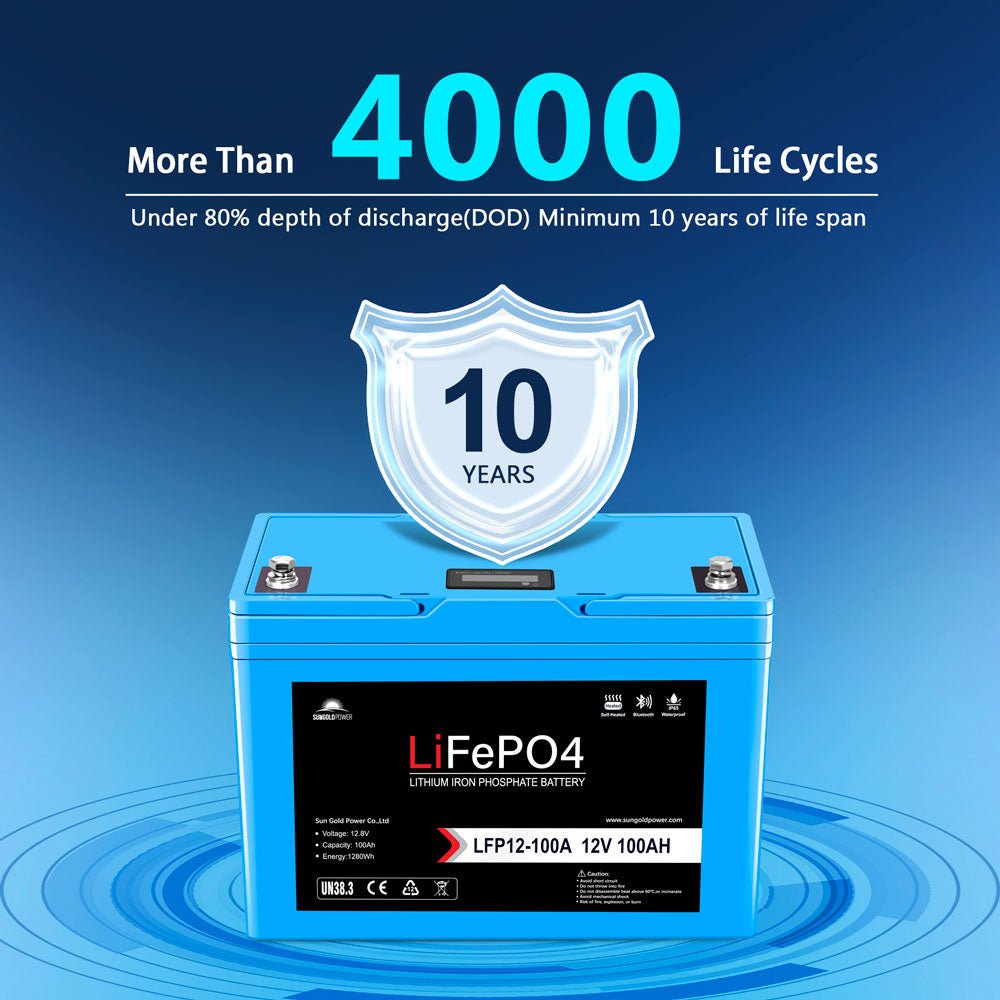 SunGold Power 2 X 12V 100Ah LiFePO4 Deep Cycle Lithium Battery Bluetooth / Self-Heating