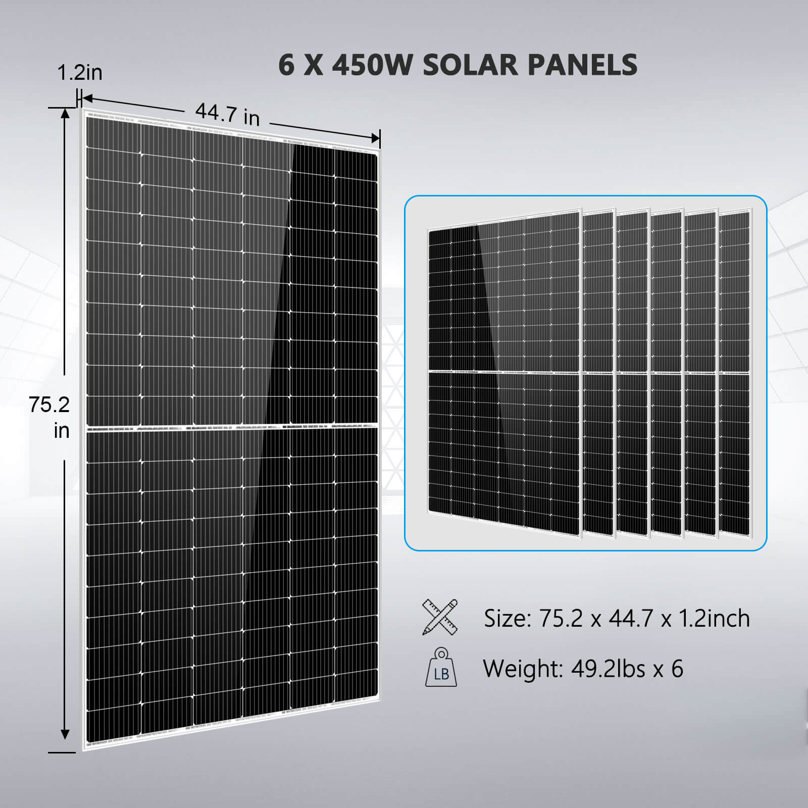 SunGold Power Solar Kit 5000W 48V 120V output 10.24KWH Lithium Battery 2700 Watt Solar Panel