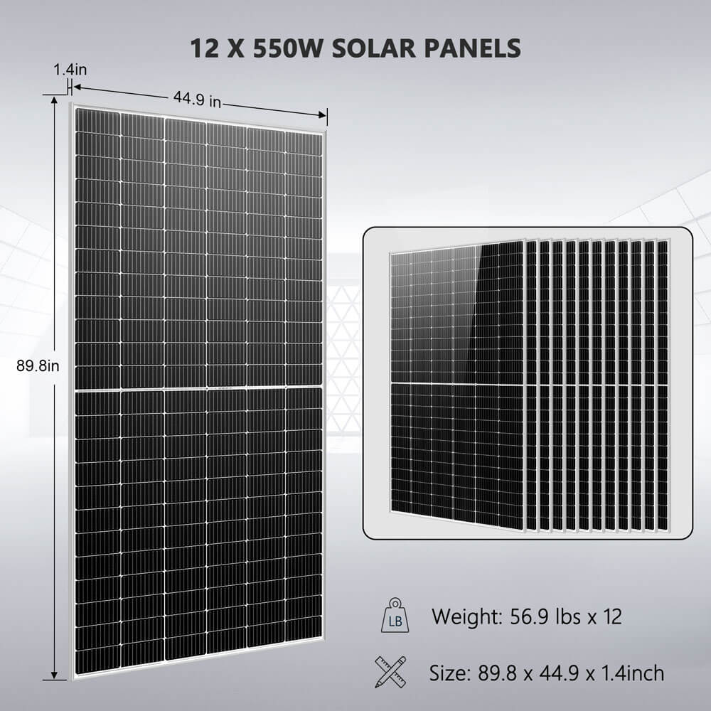 SunGold Power Off-Grid Solar Kit 12 X 550 WATTS SOLAR PANELS 25.6KWH LITHIUM BATTERY 10KW SOLAR INVERTER 48VDC 120V/240V