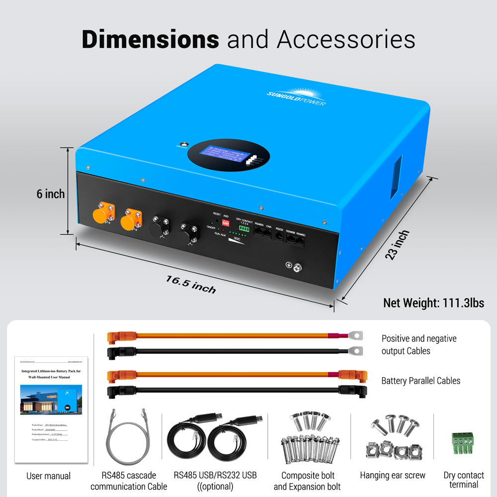 SunGold Power 5.12KWH Powerwall LiFePO4 Lithium Battery