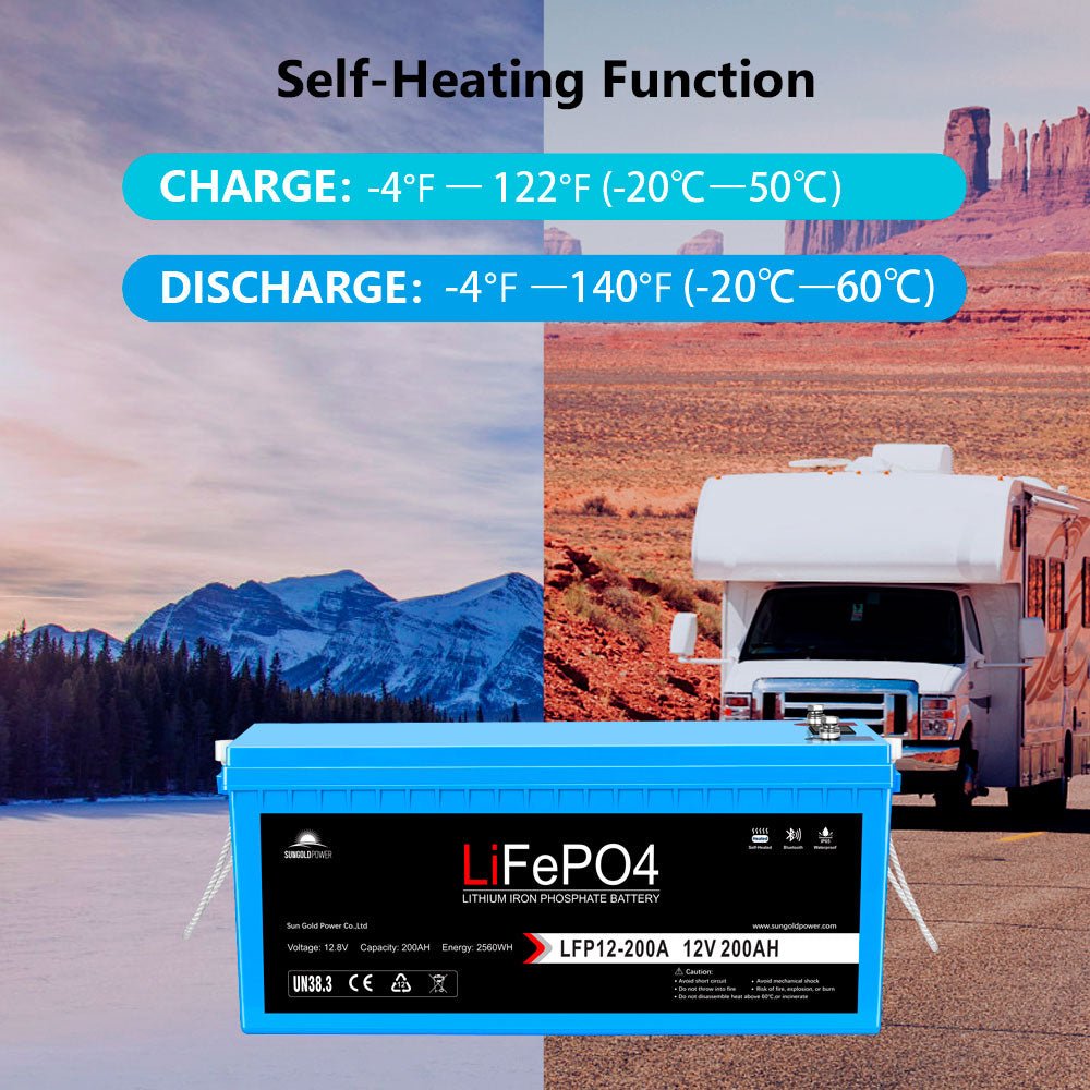 SunGold Power 4 X 12V 200Ah LiFePO4 Deep Cycle Lithium Battery Bluetooth / Self-Heating / IP65