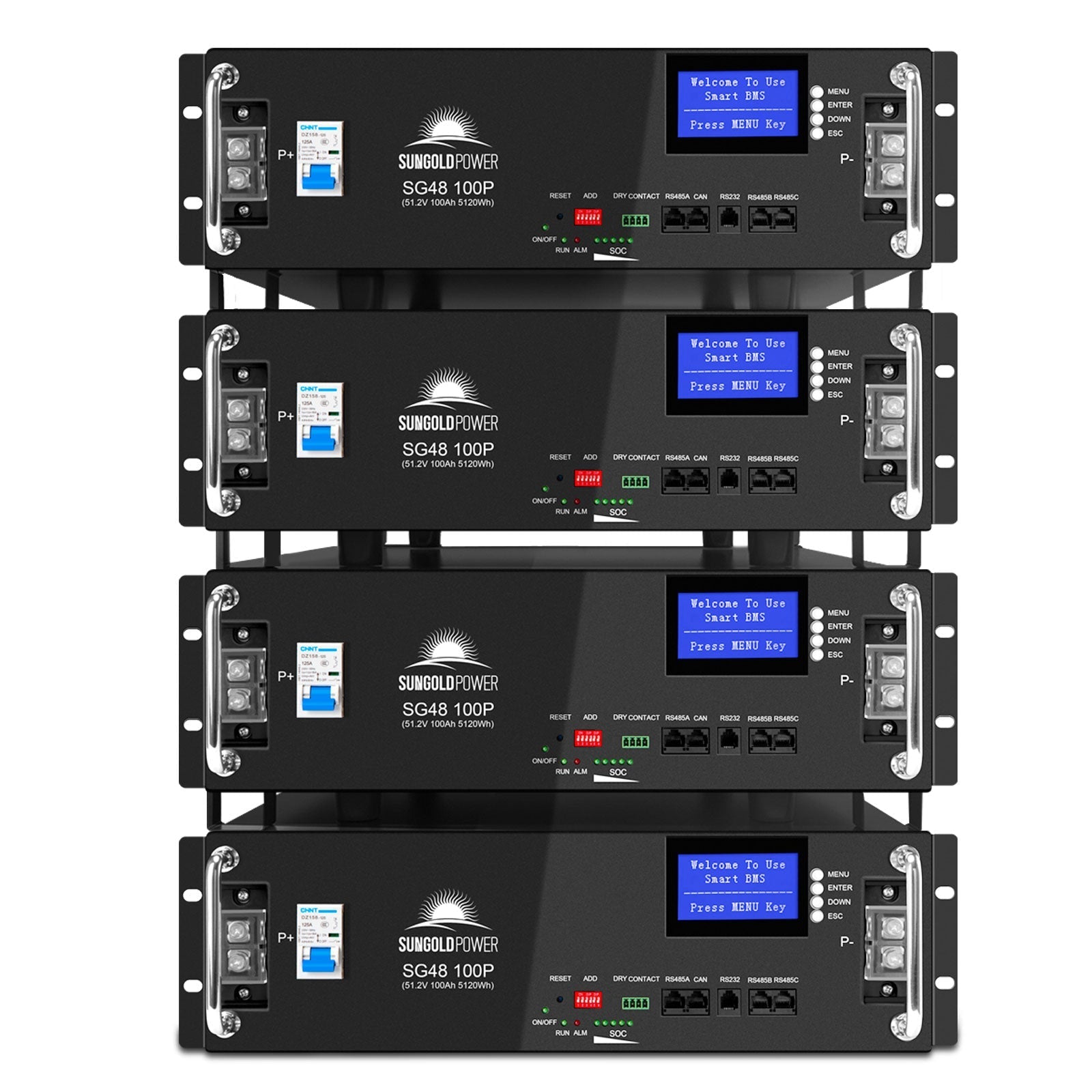 SunGold Power 4 X 48V 100Ah Server Rack LiFePO4 Lithium Battery SG48100P