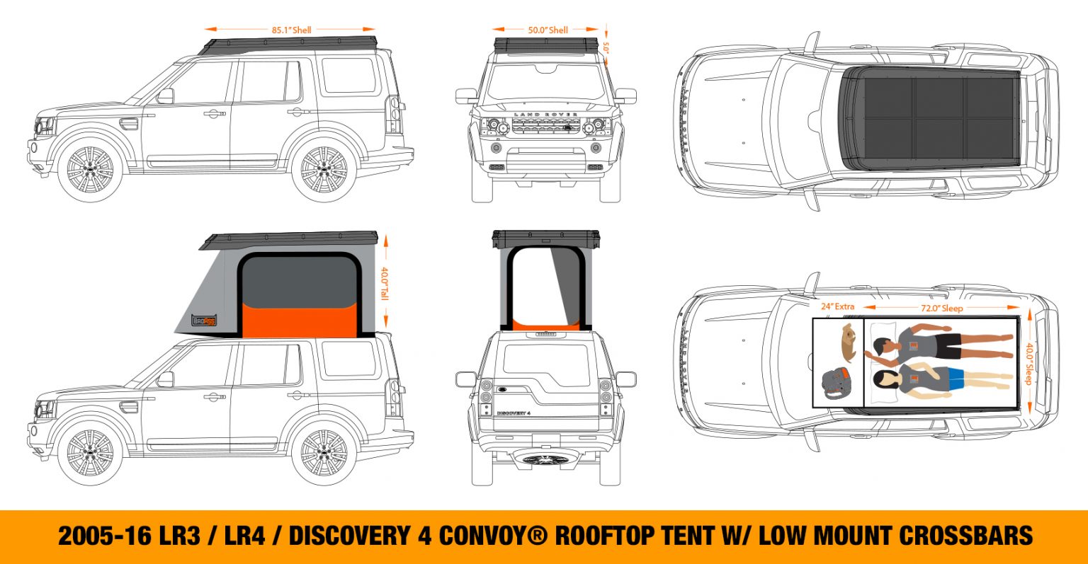 BadAss Convoy Rooftop Tent For Land Rover LR3/LR4 Discovery 3 & 4