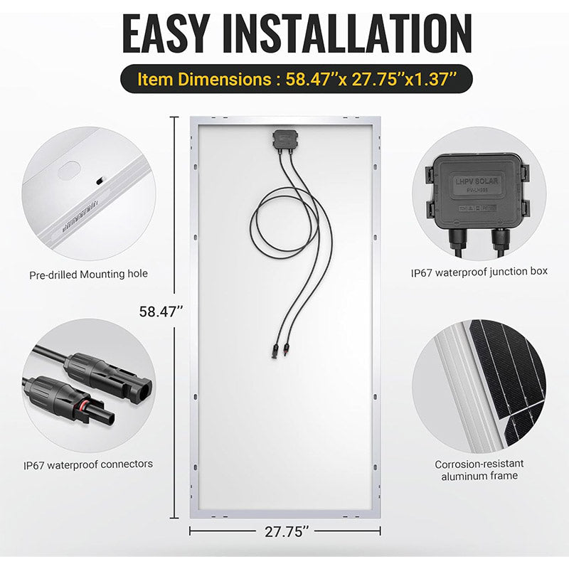 BougeRV 12V 400 Watt Rigid Solar Kit (Upgraded Version)