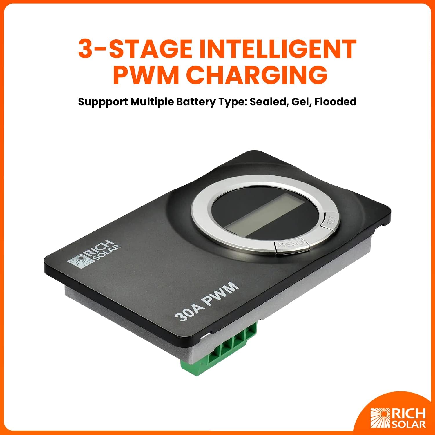 Rich Solar 30 Amp Solar Charge Controller Flush Mount