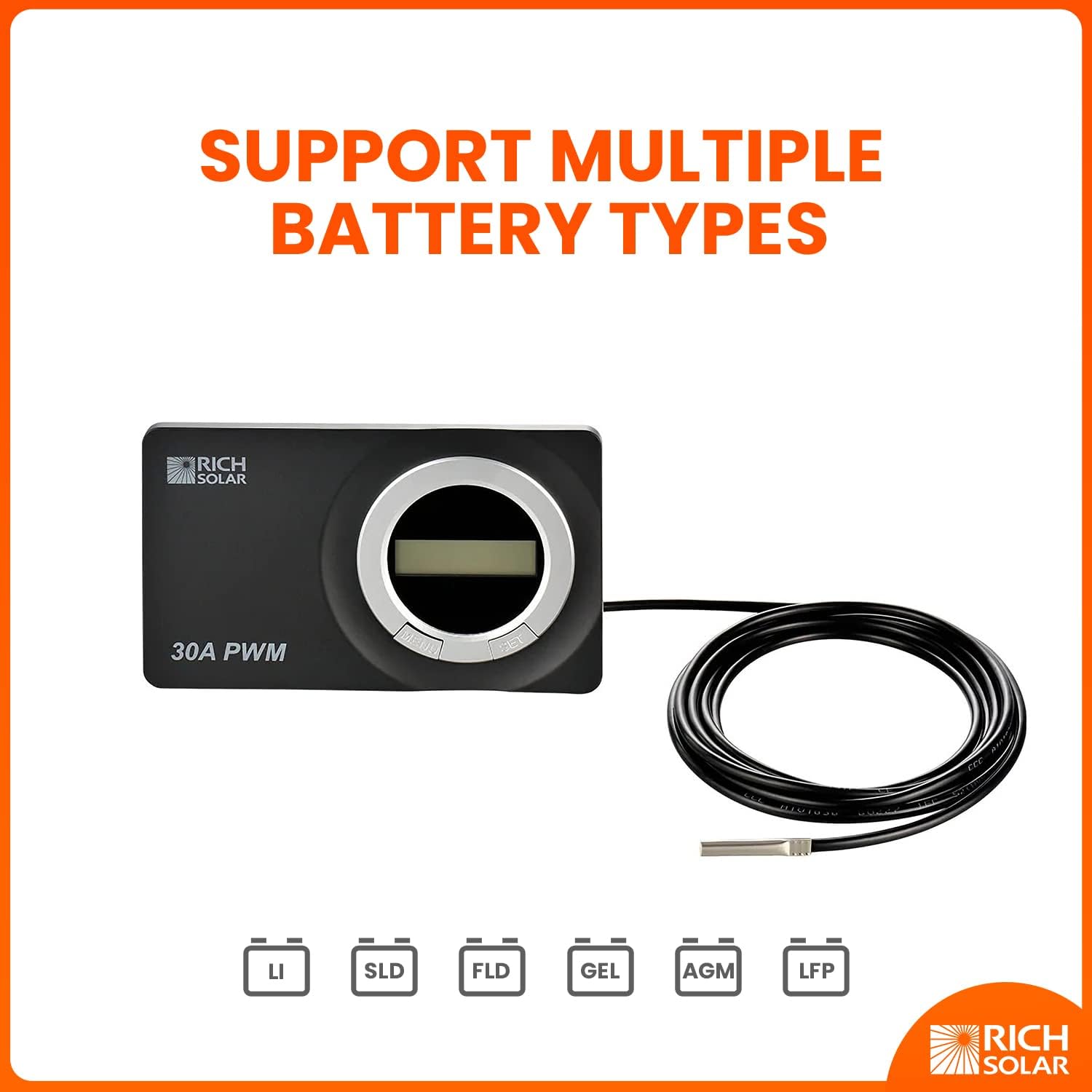 Rich Solar 30 Amp Solar Charge Controller Flush Mount