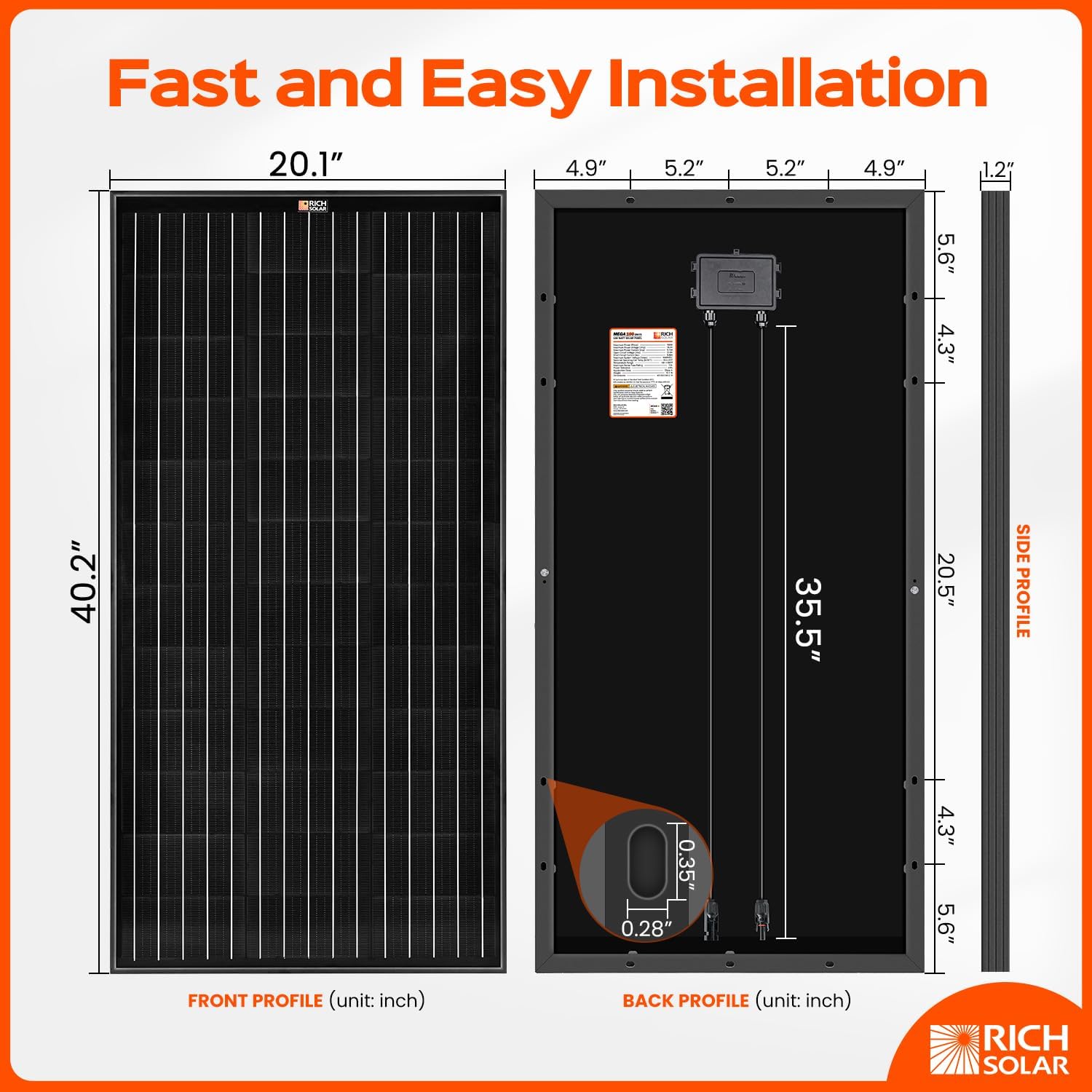 Rich Solar MEGA 100 Watt ONYX Black Monocrystalline Solar Panel