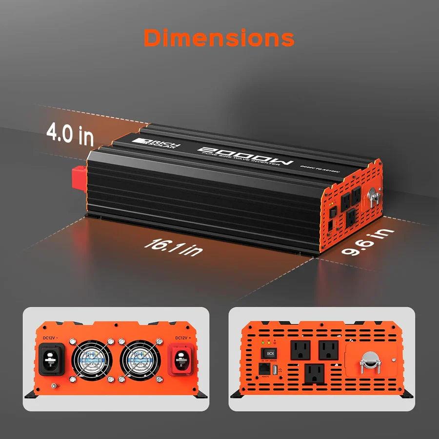 Rich Solar NOVA PURE MAX 2K 2000 Watt 24V Industrial Pure Sine Wave Inverter