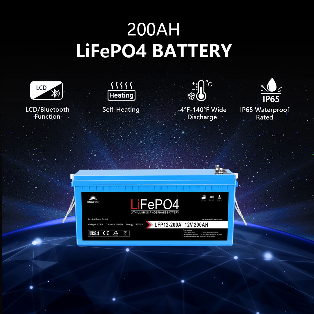 SunGold Power Off-Grid Solar Kit 4000W Inverter 12VDC 120V/240V LiFePO4 Battery 1200 Watt Solar Back Up