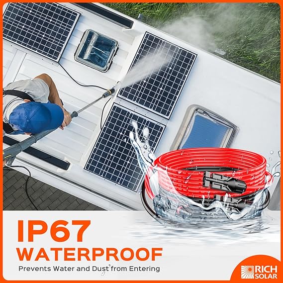 Rich Solar 10 Gauge (10AWG) 10 Feet Solar Panel Extension Cable Wire With Solar Connectors