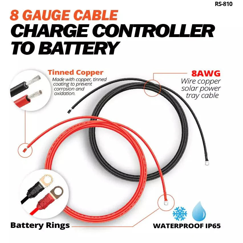 Rich Solar 8 AWG 10 Feet Cable Connect Charge Controller To Battery