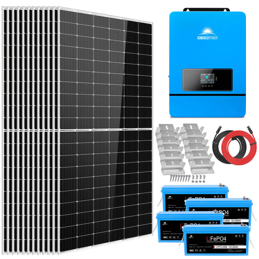 SunGold Power Complete Off-Grid Solar Kit 8000W 48V 120V/240V output 10.24KWH Lithium Battery 5400 Watt Solar Panel