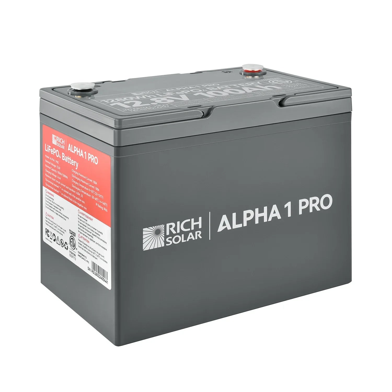Rich Solar ALPHA 1 PRO 12V 100Ah LiFePO4 Lithium Iron Phosphate Battery