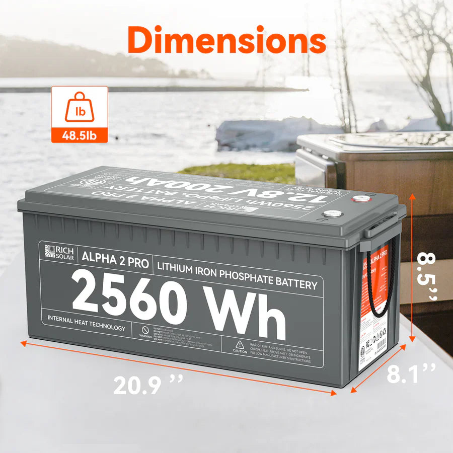 Rich Solar ALPHA 2 PRO 12V 200Ah LiFePO4 Lithium Iron Phosphate Battery