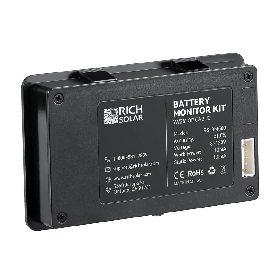 RICH SOLAR 500 Amp Battery Monitor with Shunt 8~120V 500A