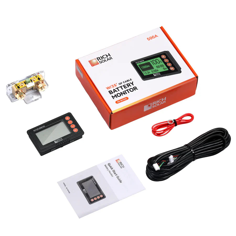 RICH SOLAR 500 Amp Battery Monitor with Shunt 8~120V 500A