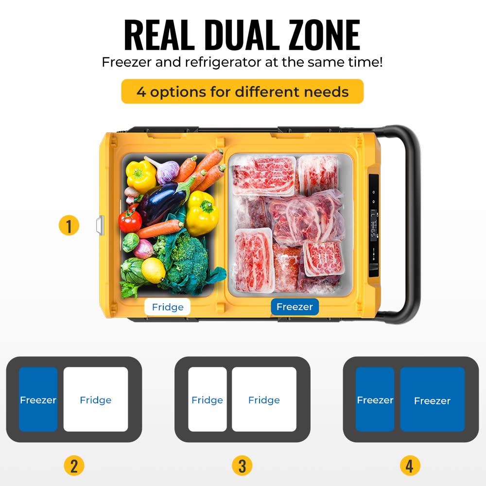 BougeRV CRD45 48QT 12 Volt Dual Zone Car Refrigerator