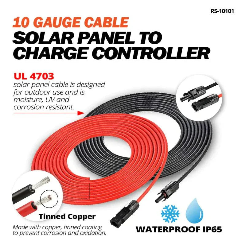 Rich Solar 10 Gauge 10 Feet Cable Connect Solar Panel to Charge Controller