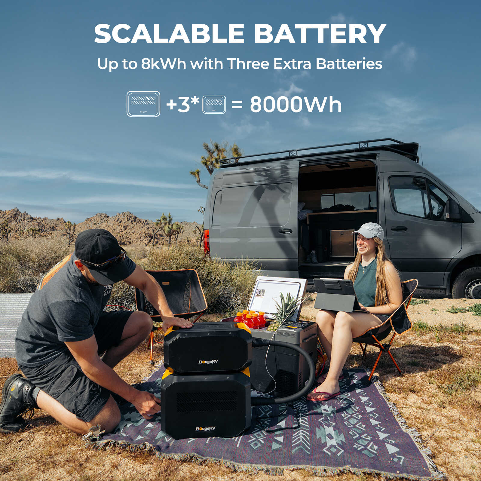 BougeRV ROVER2000 Semi-solid Solar Generator (4016Wh) & 400W(2x200W) Portable Solar Panel