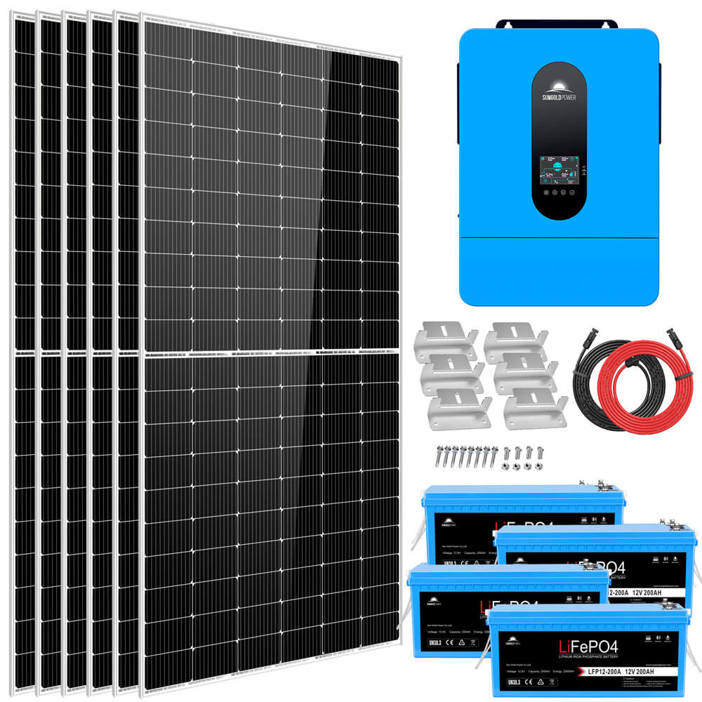 SunGold Power Complete Off-Grid Solar Kit 6,500W 48V 120V/240V Output 10.24kWh Lithium Battery 2,700 Watt Solar Panel SGK-65PRO