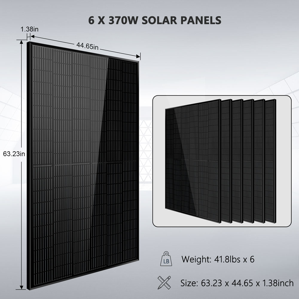 SunGold Power Off-Grid Solar Kit 6,500W 48VDC 120/240VAC 5.12 kWh PowerWall Lithium Battery 6 x 370 Watt Solar Panels SGM-655M