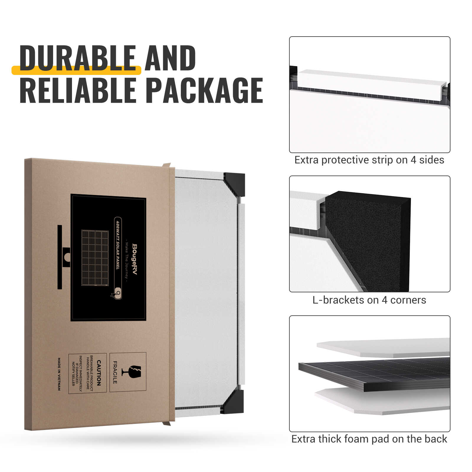 BougeRV 400 Watt 12V/24V Rigid Bifacial 10BB Mono Solar Panel
