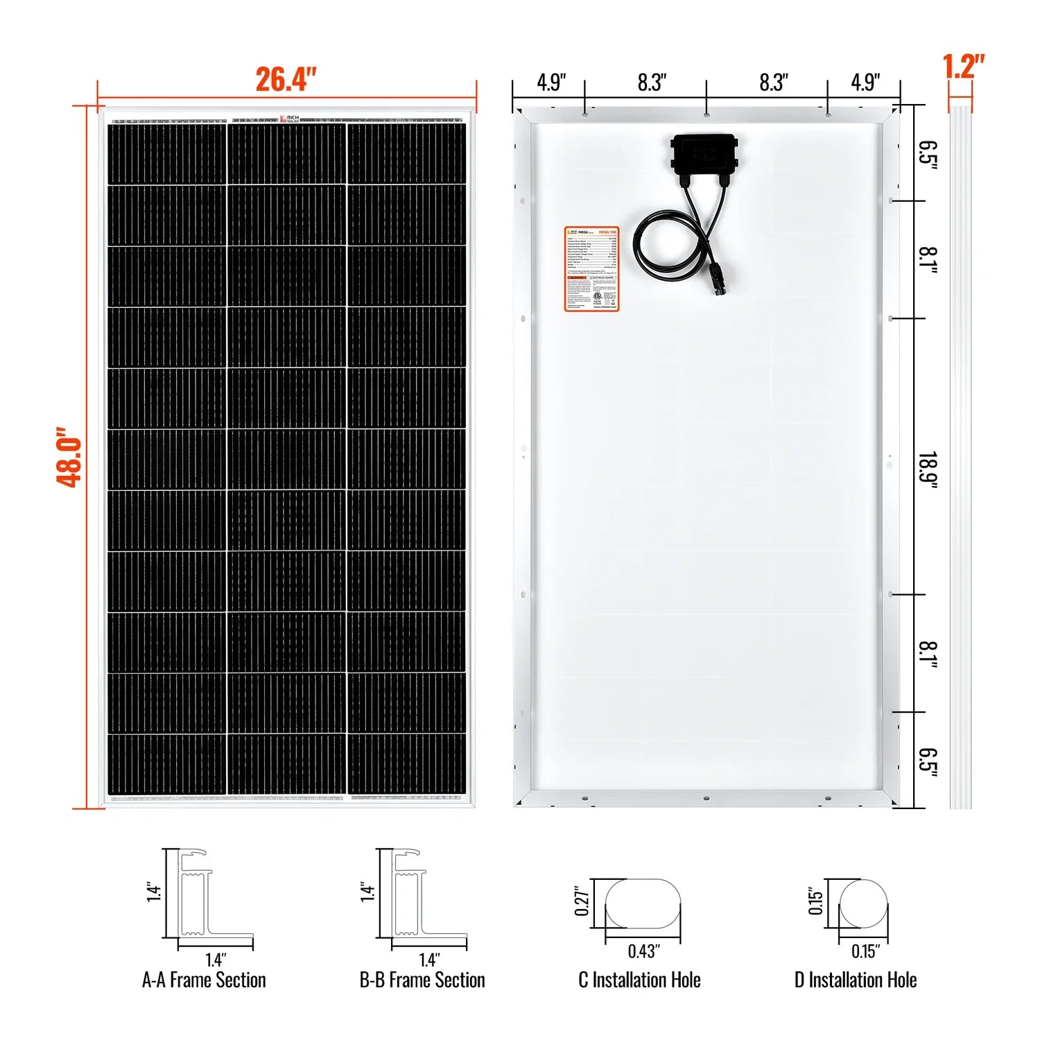 Rich Solar MEGA 150 Watt Monocrystalline Solar Panel